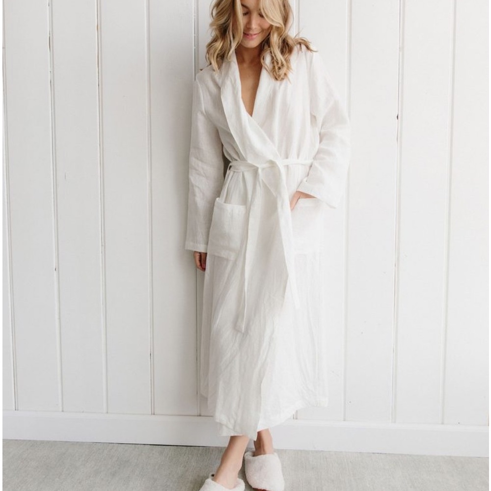 Jenni Kayne White Linen Robe S